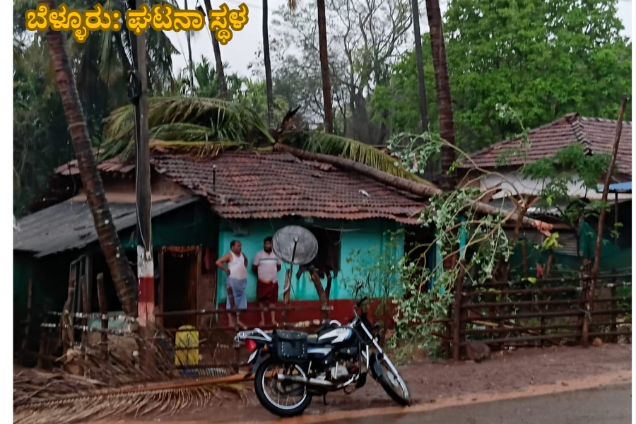 NAADI NEWS 20260315 215358 0000 1 ಬೆಳ್ಳೂರು : ಗಾಳಿ-ಮಳೆ ಅಬ್ಬರ :ಮನೆ ಮೇಲೆ ತೆಂಗಿನ ಮರ ಉರುಳಿ ಹಾನಿ