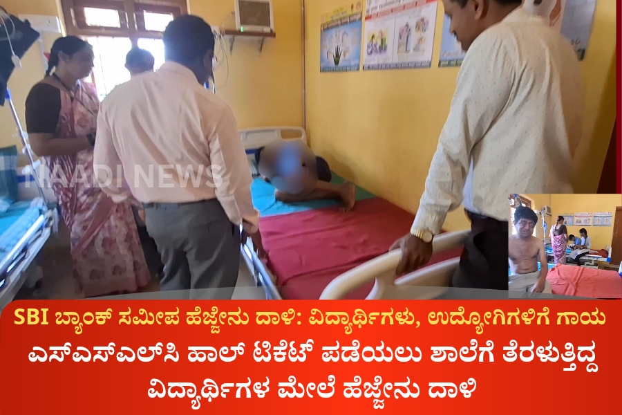 NAADI NEWS 20260317 151100 0000 SBI ಬ್ಯಾಂಕ್ ಸಮೀಪ ಹೆಜ್ಜೇನು ದಾಳಿ: ವಿದ್ಯಾರ್ಥಿಗಳು, ಉದ್ಯೋಗಿಗಳಿಗೆ ಗಾಯ