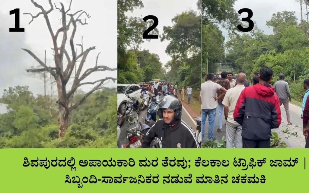 add a heading 20260710 202656 00007400286480399222557 ಶಿವಪುರದಲ್ಲಿ ಅಪಾಯಕಾರಿ ಮರ ತೆರವು; ಕೆಲಕಾಲ ಟ್ರಾಫಿಕ್ ಜಾಮ್ | ಸಿಬ್ಬಂದಿ-ಸಾರ್ವಜನಿಕರ ನಡುವೆ ಮಾತಿನ ಚಕಮಕಿ!