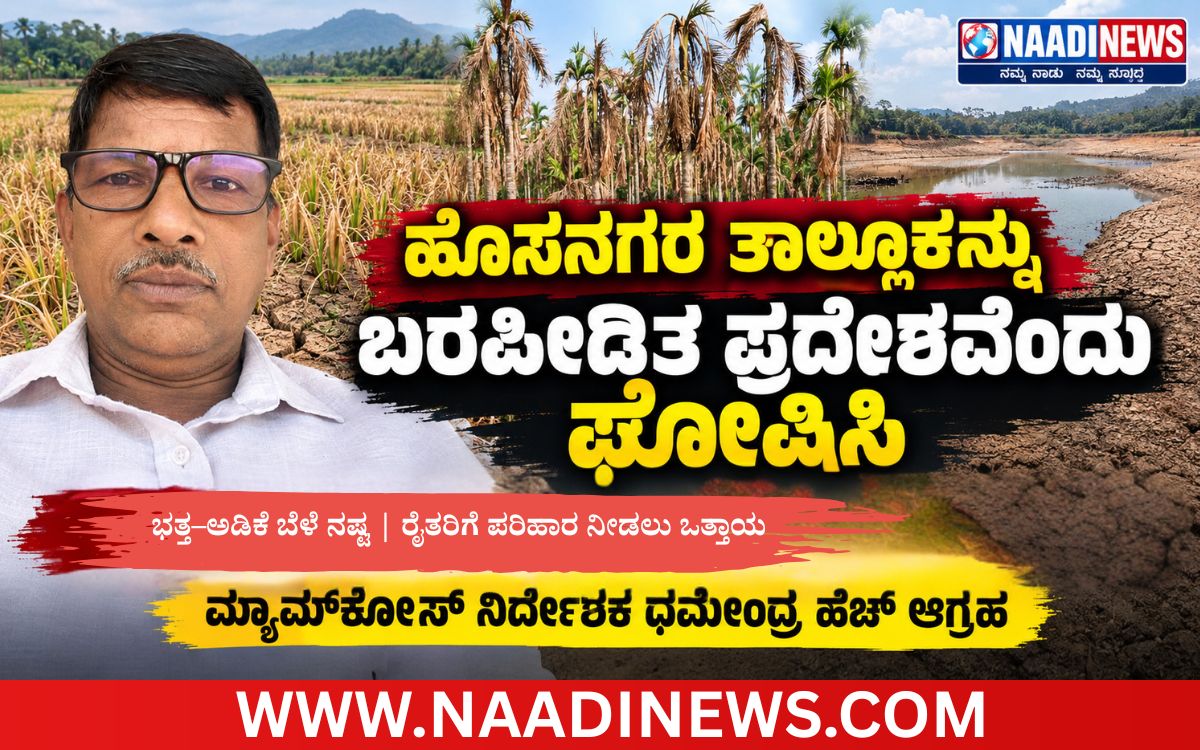 Addaheading 20260908 193622 0000 ಹೊಸನಗರ ತಾಲ್ಲೂಕನ್ನು ಬರಪೀಡಿತ ಪ್ರದೇಶವೆಂದು ಘೋಷಿಸಿ : ಮ್ಯಾಮ್‌ಕೋಸ್ ನಿರ್ದೇಶಕ ಧರ್ಮೇಂದ್ರ ಹೆಚ್ ಆಗ್ರಹ